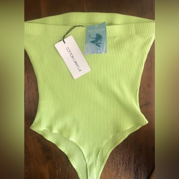 Cotton Candy LA ribbed strapless thong bodysuit NEW with tags size large. Re $39 - Picture 5 of 15